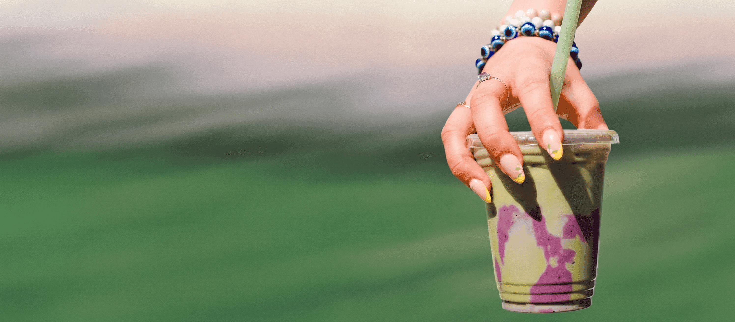 Blueberry Marble Matcha Drink